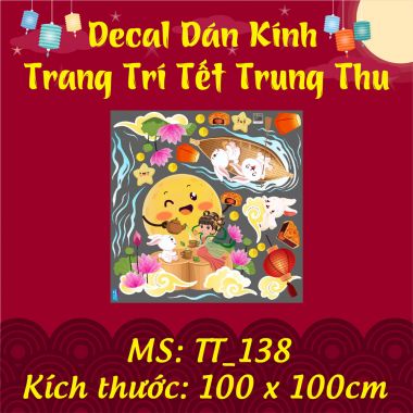 DECAL TRANG TRÍ TẾT TRUNG THU HẰNG NGA VÀ ÔNG TRĂNG