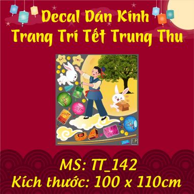 DECAL TRANG TRÍ TRUNG THU VUI HỘI TRĂNG RẰM TRONG KHU VƯỜN NHỎ