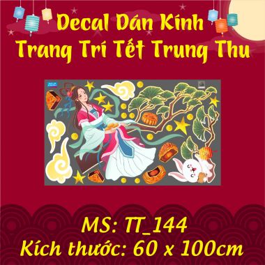 DECAL  TRANG TRÍ TẾT TRUNG THU HẰNG NGA VÀ THỎ TRẮNG