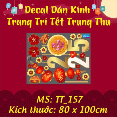 DECAL TRANG TRÍ TRUNG THU QUÁN CAFE LỒNG ĐÈN 2025