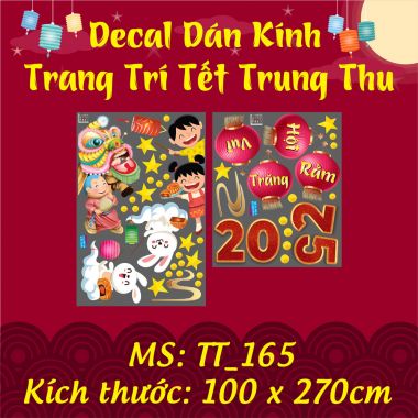 DECAL TRANG TRÍ TẾT TRUNG THU BÉ XÁCH LỒNG ĐÈN VÀ LÂN ĐÓN TRNG THU 2025