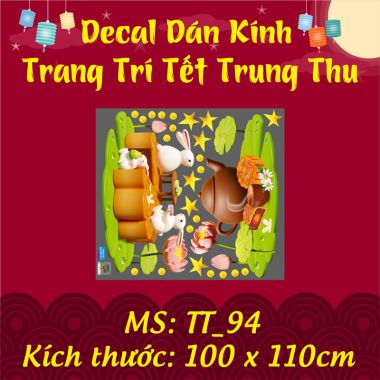 DECAL TRANG TRÍ TRUNG THU VUI HỘI TRĂNG RẰM BÊN MÂM CỔ