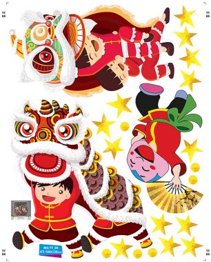 DECAL TRANG TRÍ TRUNG ÔNG LÂN ÔNG ĐỊA VÀ LỒNG ĐÈN