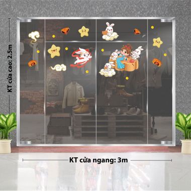 TRANG TRÍ TRUNG THU ĐÀN THỎ TRẮNG BÊN HẰNG NGA VÀ NGÔI SAO NHỎ