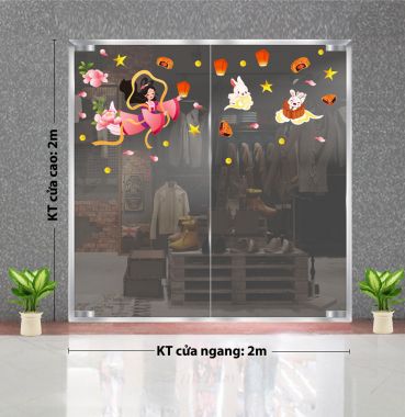 DECAL TRANG TRÍ TẾT TRUNG THU CHỊ HẰNG THẢ ĐÈN LỒNG