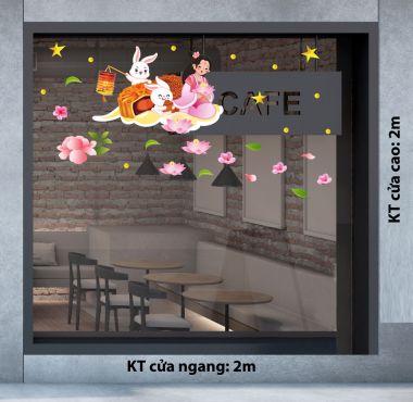 DECAL TRANG TRÍ TẾT TRUNG THU CHỊ HẰNG THẢ ĐÈN HOA SEN