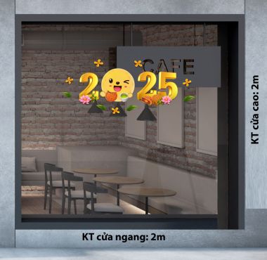 DECAL TRANG TRÍ TRUNG THU CHO QUÁN CAFE TRĂNG VÀNG 2025