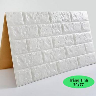 Xốp dán tường 3D viên gạch màu trắng (4mm)
