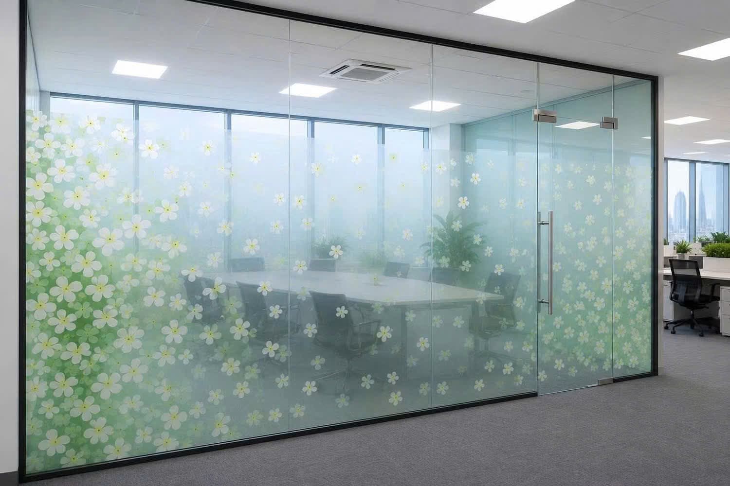 DECAL K&Iacute;NH MỜ HOA TRẮNG