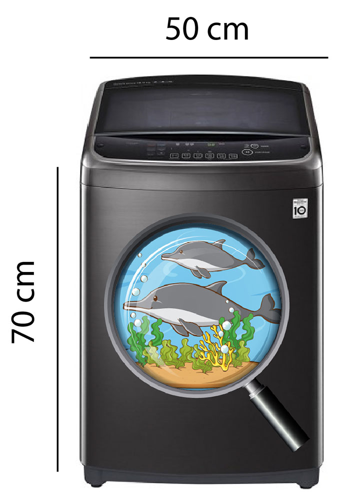 Decal trang trí máy giặt đôi cá heo