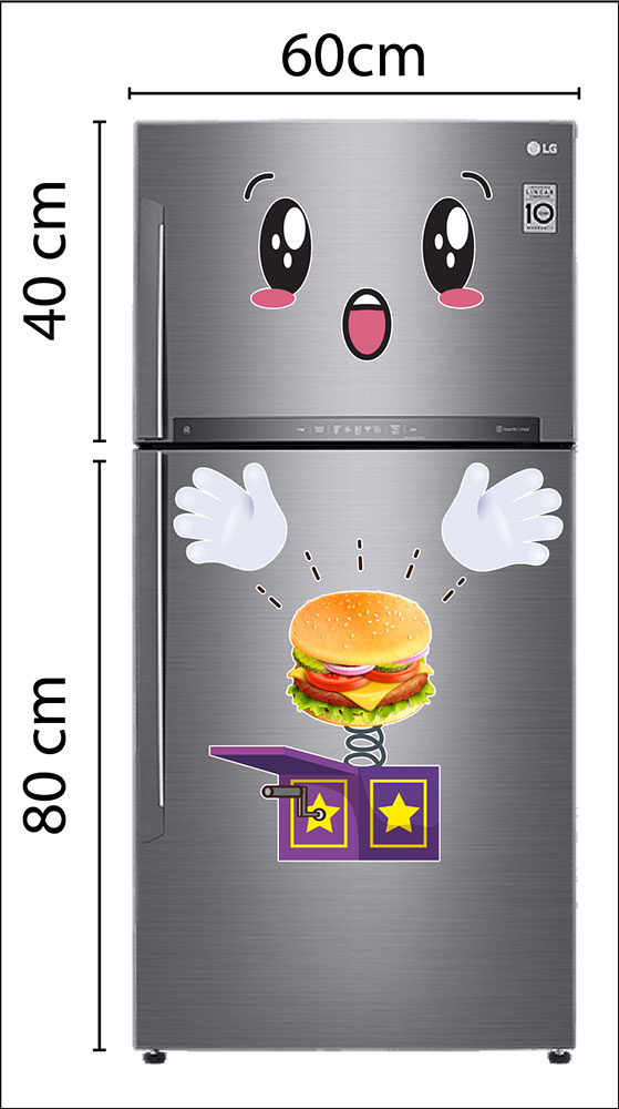 Decal trang trí tủ lạnh Hamburger