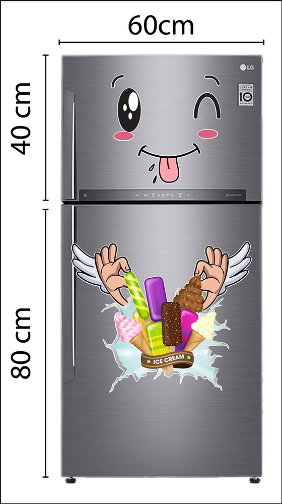 Decal trang trí tủ lạnh những que kem mát lạnh