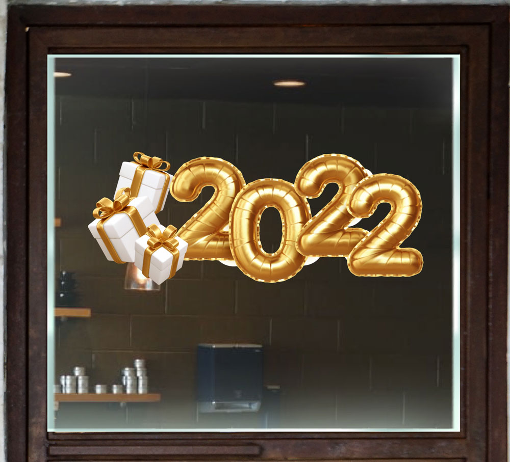Decal trang trí giáng sinh số 2022 và hộp quà