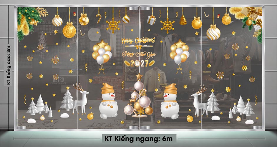 DECAL TRANG TR&Iacute; NOEL CHO TRUNG T&Acirc;M TIẾNG ANH &Ocirc;NG GI&Agrave; NOEL V&Agrave; NGƯỜI TUYẾT