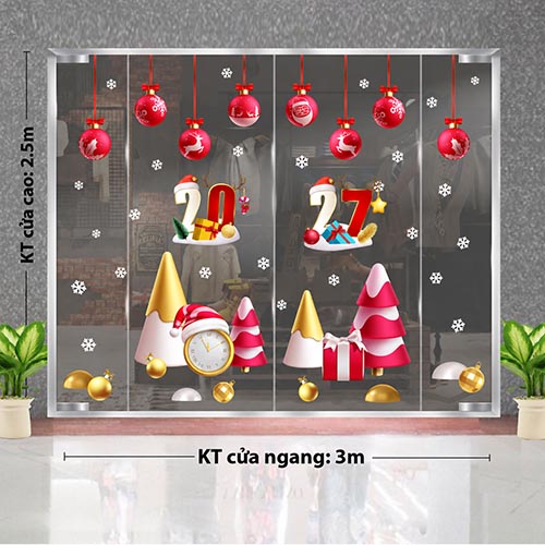 DECAL D&Aacute;N K&Iacute;NH TRANG TR&Iacute; NOEL 2027 NHỮNG QUẢ CH&Acirc;U TREO