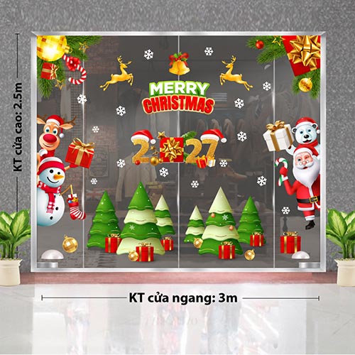 DECAL TRANG TR&Iacute; NOEL CHO CHUNG CƯ NGƯỜI TUYẾT V&Agrave; TUẦN LỘC