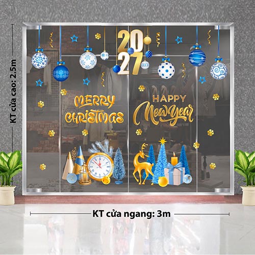 DECAL TRANG TR&Iacute; NOEL CHO SẢNH CHUNG CƯ 2027 C&Aacute;NH ĐỒNG TUYẾT