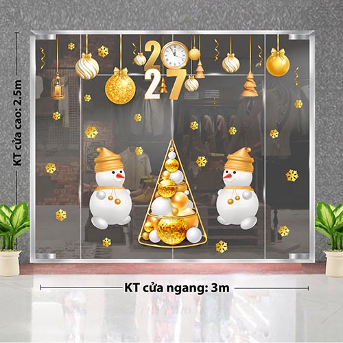 DECAL TRANG TR&Iacute; GI&Aacute;NG SINH 2027 CHO C&Ocirc;NG TY &Ocirc;NG GI&Agrave; NOEL V&Agrave; TUẦN LỘC NHỎ
