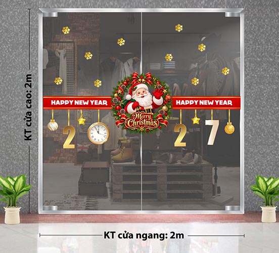 DECAL TRANG TR&Iacute; GI&Aacute;NG SINH &Ocirc;NG GI&Agrave; NOEL TR&Ecirc;N T&Agrave;U HOẢ
