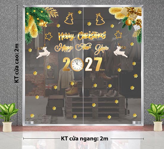 DECAL TRANG TR&Iacute; NOEL MERRY CHRISTMAST V&Agrave; NGƯỜI TUYẾT