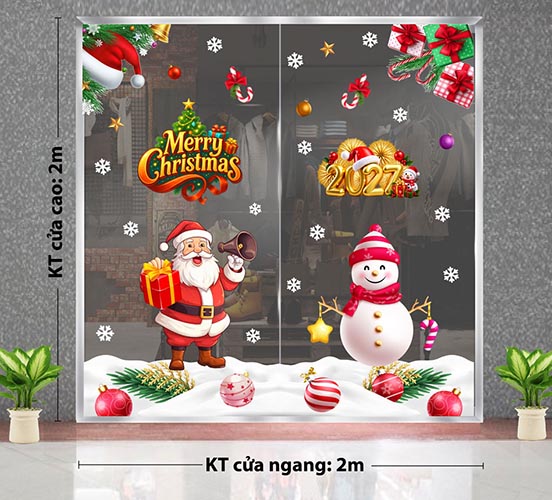 DECAL D&Aacute;N K&Iacute;NH TRANG TR&Iacute; NOEL C&Acirc;Y TH&Ocirc;NG V&Agrave; TUẦN LỘC NHỎ