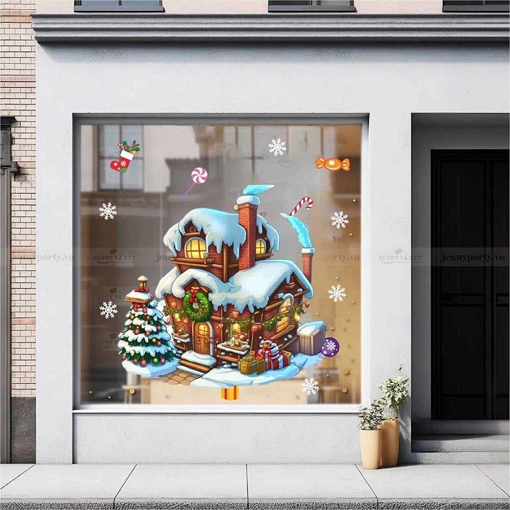 DECAL TRANG TRÍ NOEL NGÔI NHÀ PHỦ TUYẾT