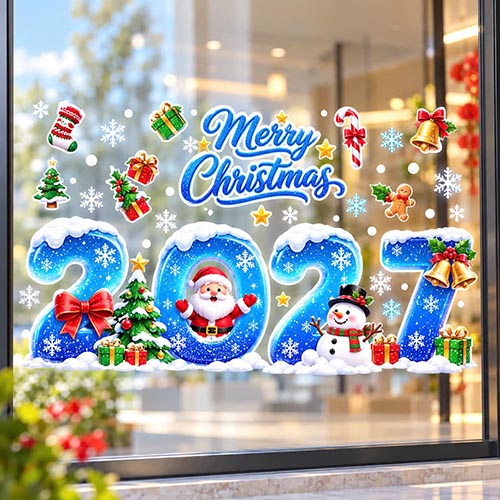 DECAL D&Aacute;N K&Iacute;NH TRANG TR&Iacute; NOEL CHO SẢNH CHUNG CƯ C&Acirc;Y TH&Ocirc;NG SẮC M&Agrave;U