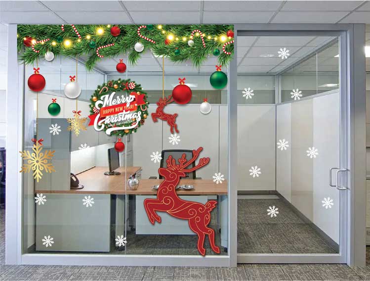 DECAL TRANG TR&Iacute; NOEL CHO KH&Aacute;CH SẠN Đ&Ocirc;I TUẦN LỘC TRẮNG