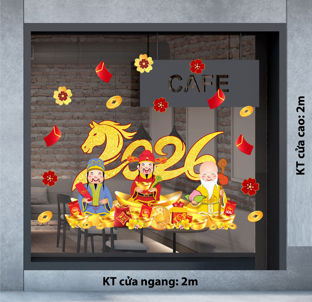 DECAL D&Aacute;N K&Iacute;NH TẾT PH&Uacute;C LỘC THỌ