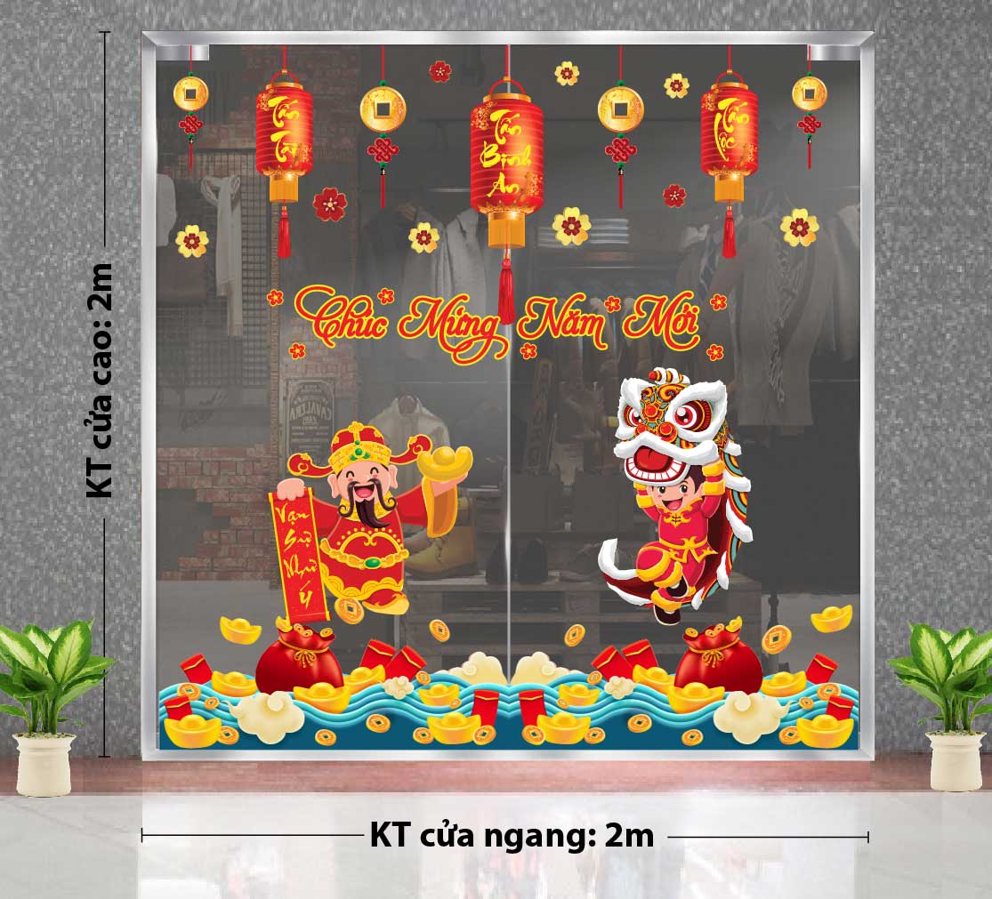 TRANG TRÍ DECAL TẾT LÂN SƯ VÀ THẦN TÀI