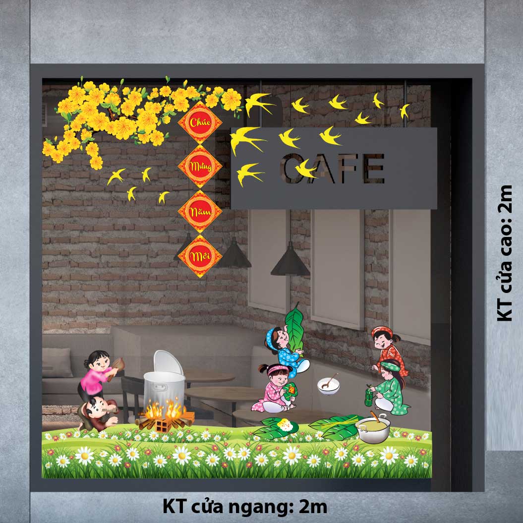 TRANG TRÍ DECAL TẾT GÓI BÁNH NGÀY XUÂN