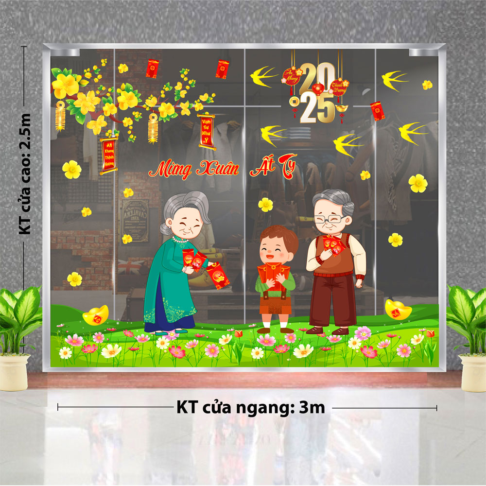 TRANG TRÍ DECAL TẾT BÊN ÔNG BÀ