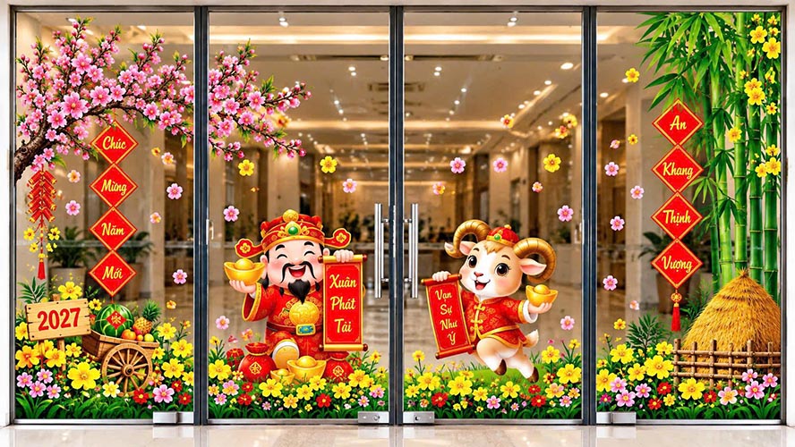 Các mẫu decal trang trí Tết đẹp mắt và ý nghĩa