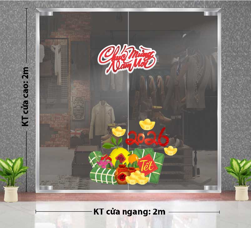 DECAL TRANG TẾT BÁNH CHƯNG BÁNH TÉT CHÚC MỪNG NĂM MỚI 2026