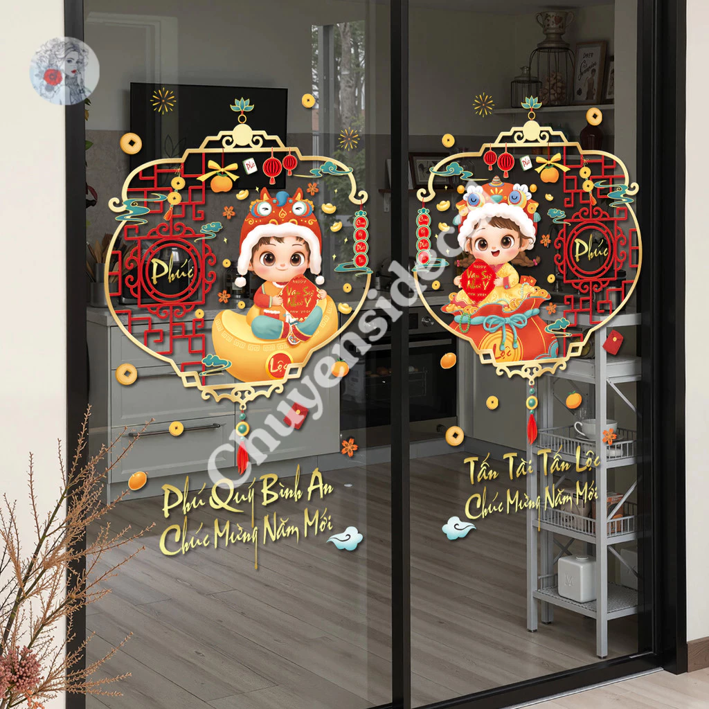 DECAL TRANG TRÍ TẾT TĨNH ĐIỆN DÂY TREO TRANG TRÍ