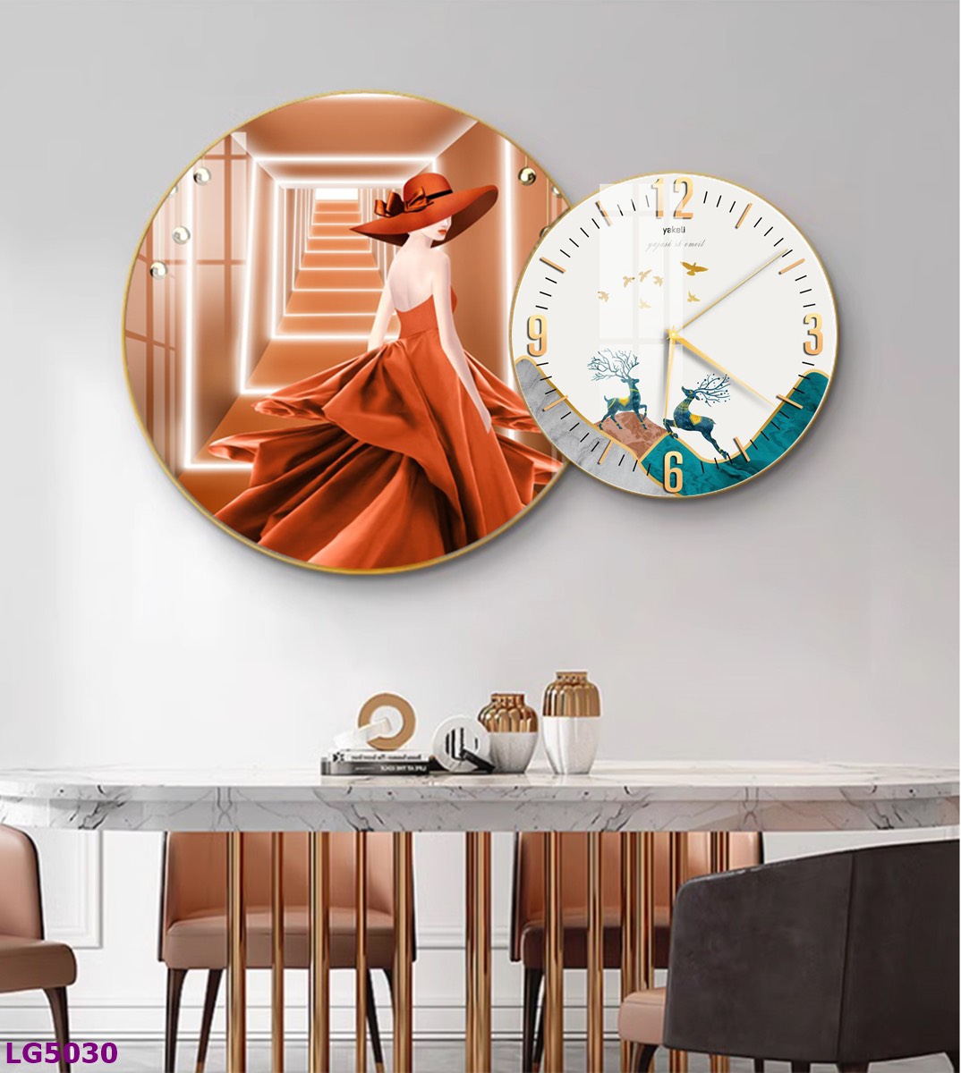 TRANH ĐỒNG HỒ TRÁNG GƯƠNG CHO TIỆM THỜI TRANG