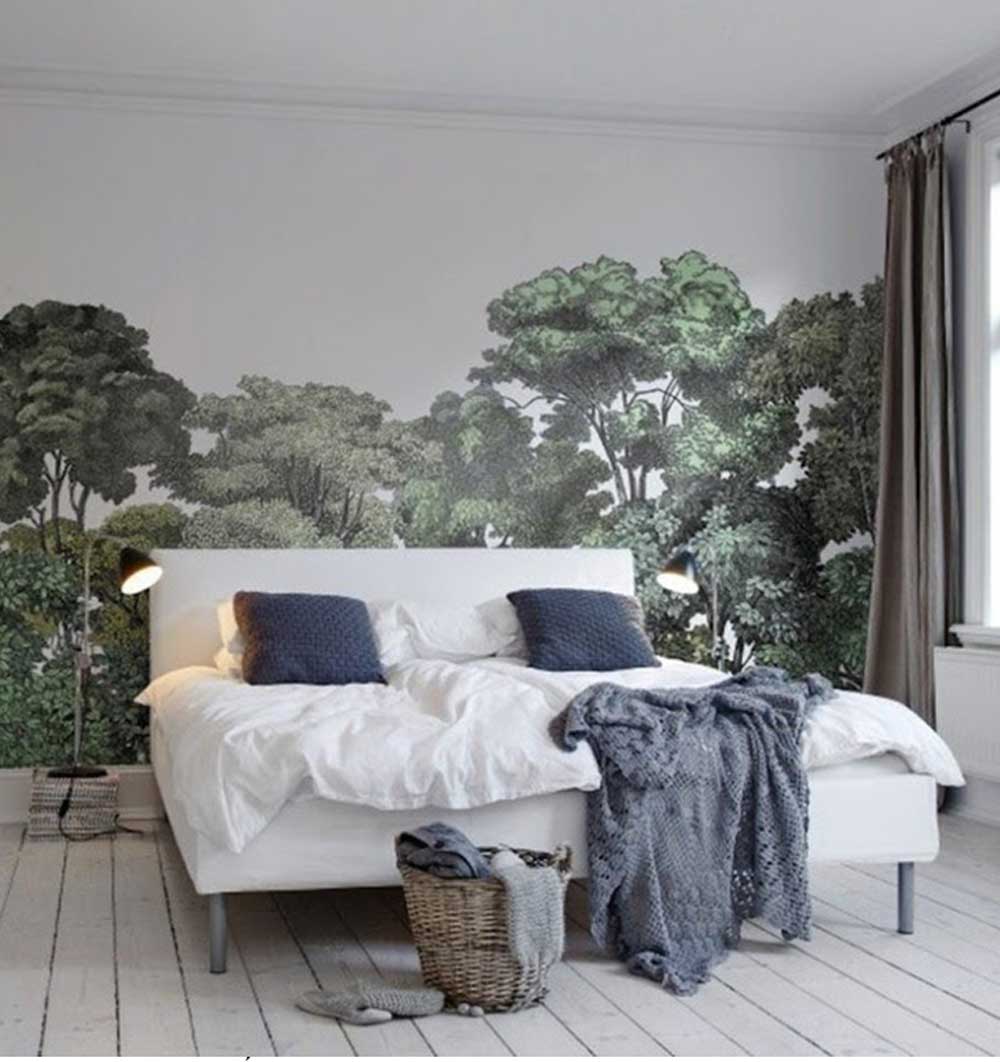 trang trí phòng ngủ bằng giấy dán tường