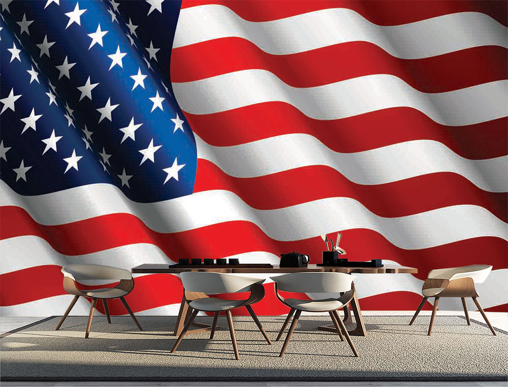 Tranh dán tường 3D cờ Mỹ