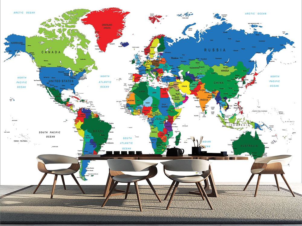 Tranh bản đồ thế giới tên các quốc gia