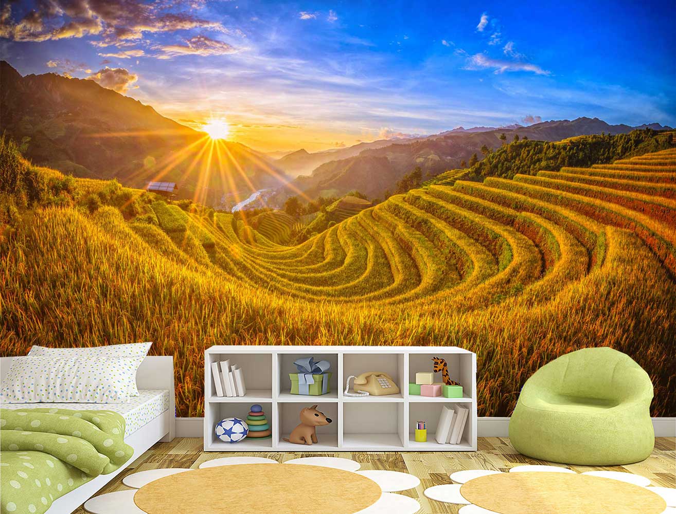 TRANH D&Aacute;N TƯỜNG PH&Ograve;NG NGỦ THUNG LŨNG L&Uacute;A M&Igrave;