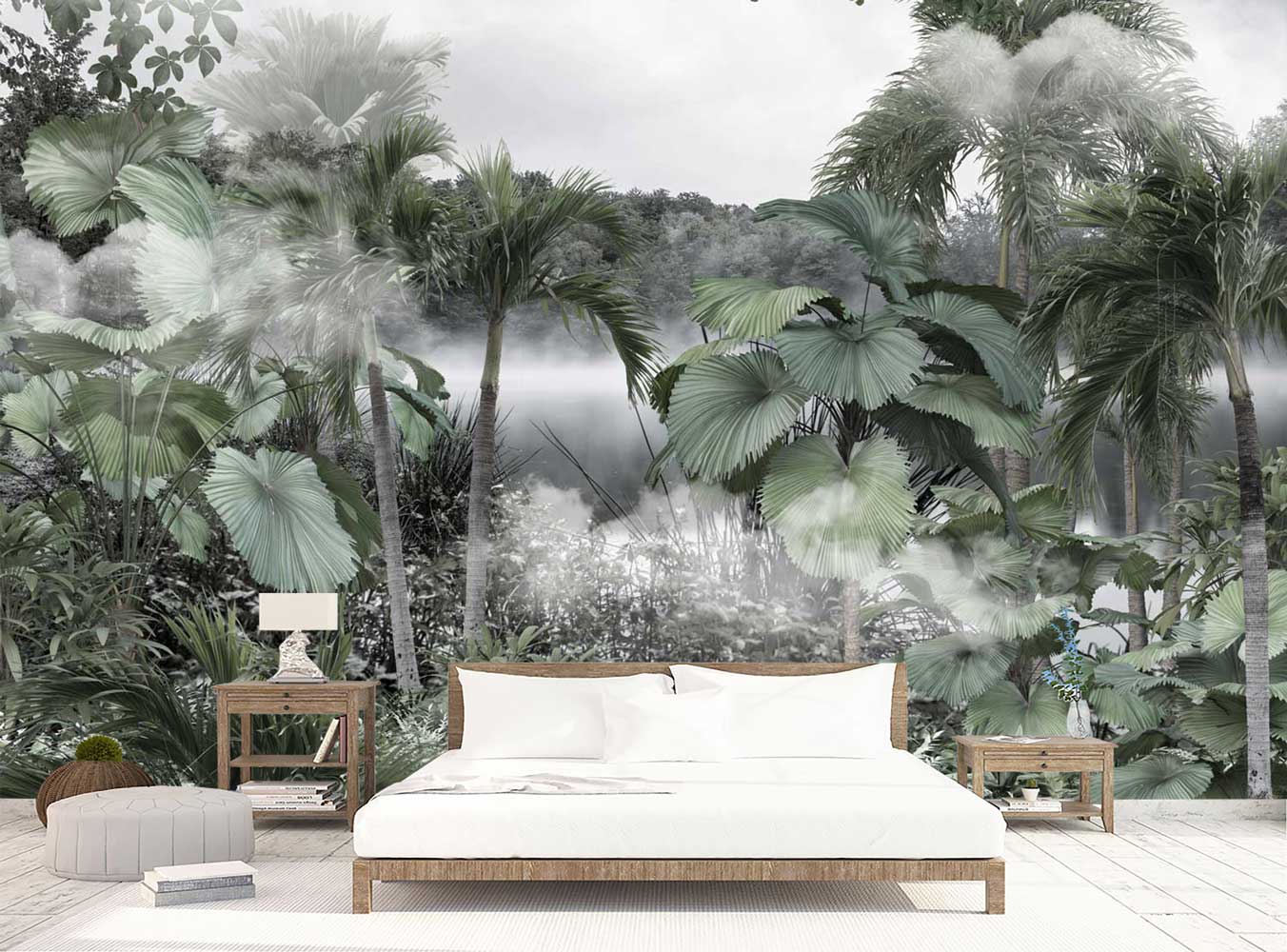 TRANH D&Aacute;N TƯỜNG PH&Ograve;NG NGỦ RỪNG NHIỆT ĐỚI