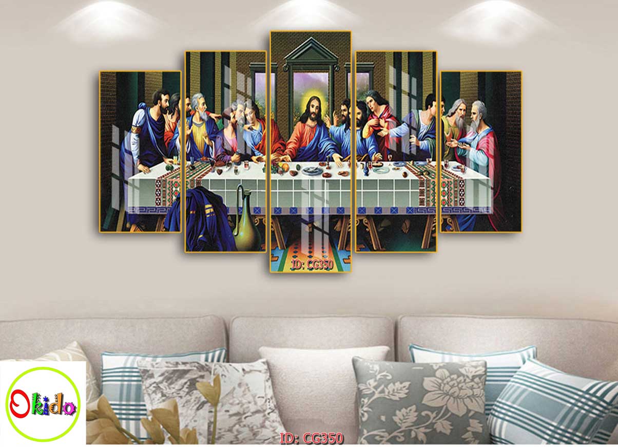 Tranh dán tường 3D bữa tối cuối cùng 12 thánh tông đồ cùng với chúa Giêsu