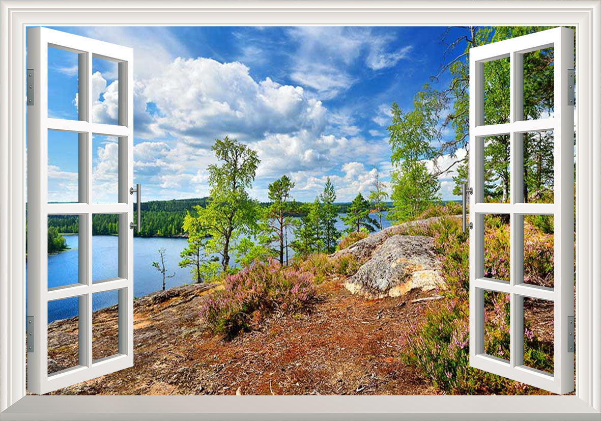 Tranh dán tường cửa sổ 3D Hồ Huron 