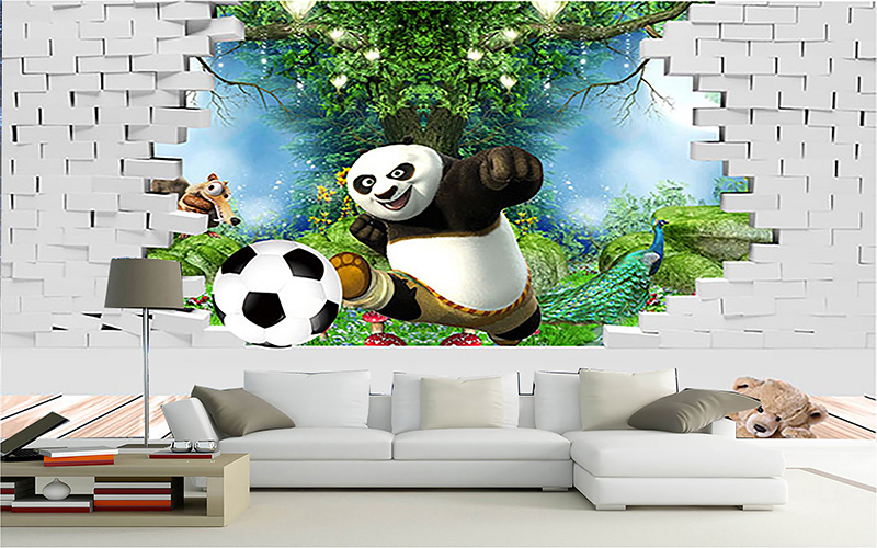 Tranh Dán Tường Cho Bé Gấu Panda 3D