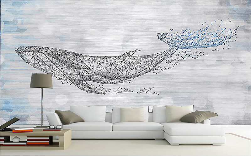 Tranh dán tường 3D đường ghép cá voi