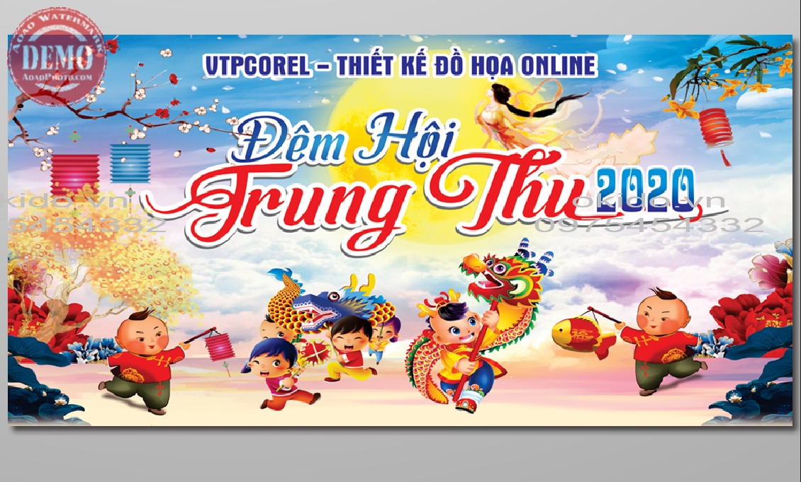 BACKGROUND TRANG TRÍ TRUNG THU CÙNG CHỊ HẰNG