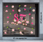 DECAL TRANG TRÍ QUỐC TẾ PHỤ NỮ 8-3 HOA ANH ĐÀO