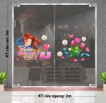 DECAL TRANG TRÍ QUỐC TẾ PHỤ NỮ 8-3 CÔ GÁI HOA TULIP