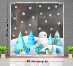 DECAL TRANG TRÍ NOEL NGƯỜI TUYẾT VÀ NHỮNG CÂY THÔNG TRÊN CÁNH ĐỐNG TUYẾT TRẮNG 