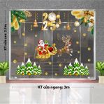DECAL TRANG TRÍ GIÁNG SINH 2025 XE TUẦN LỘC KÉO ÔNG GIÀ NOEL TRÊN CÁNH ĐỒNG THÔNG